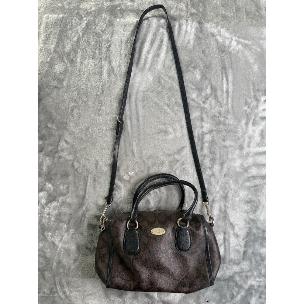 COACH Mini Bennett Satchel Leather 2-way Shoulder Handbag Black
